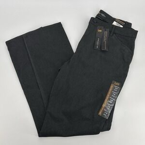 Lee Women's Charcoal Mid Rise Relaxed Fit Straight Leg Pants 14 Long